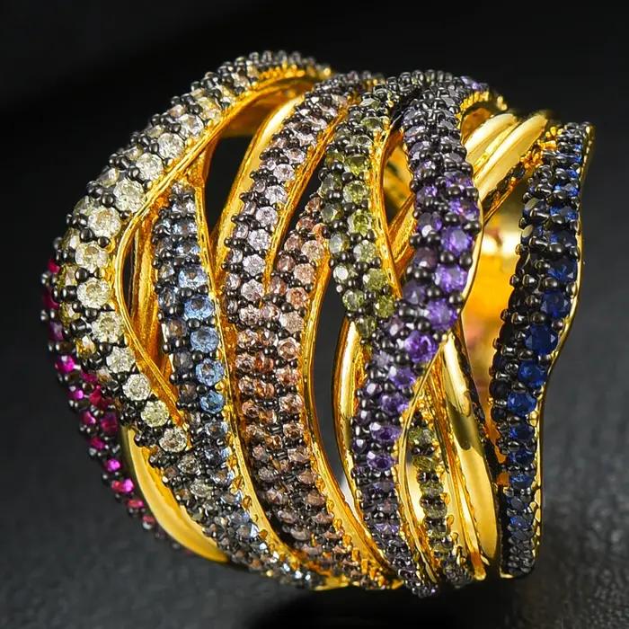 Missvikki-Grande bague multicolore de luxe pour femmes