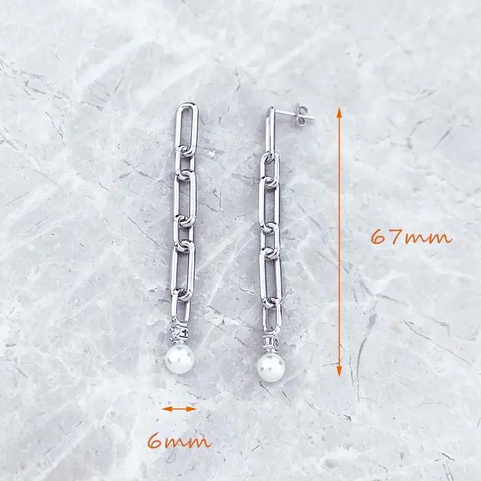 Boucles d'oreilles en argent regardé 925 avec perle pour femme