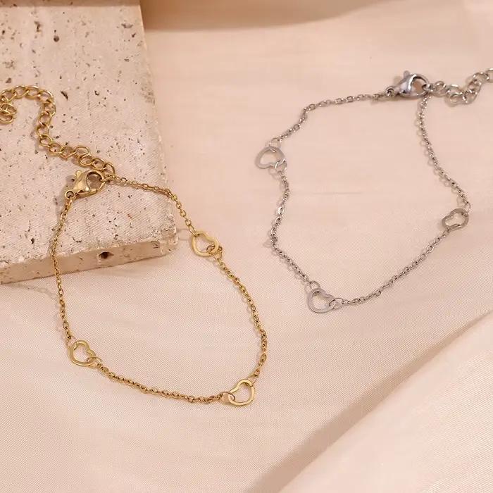 E.B.belle-Bracelet d'épissage d'amour minimaliste pour femme, bijoux plaqués or 14 carats, acier inoxydable SION L, bracelets à main
