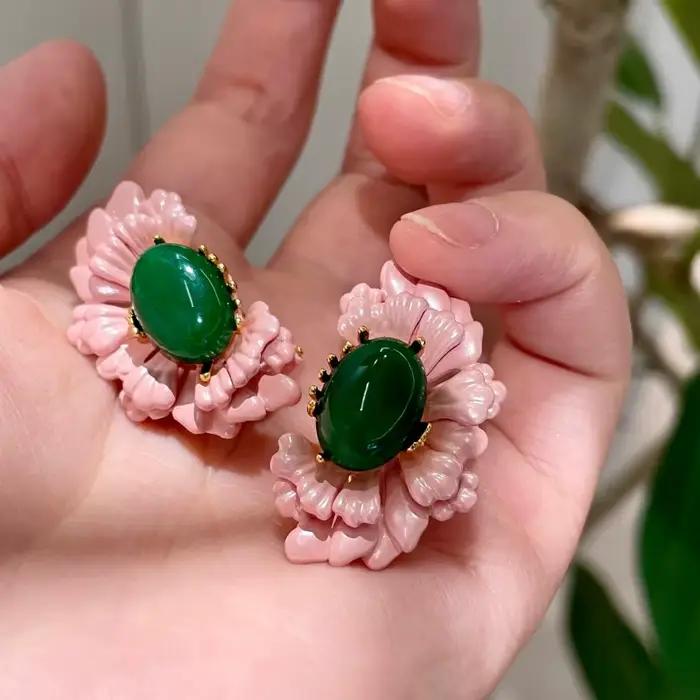 Boucles d'oreilles vintage à fleurs roses, élégantes et rétro, pour femmes