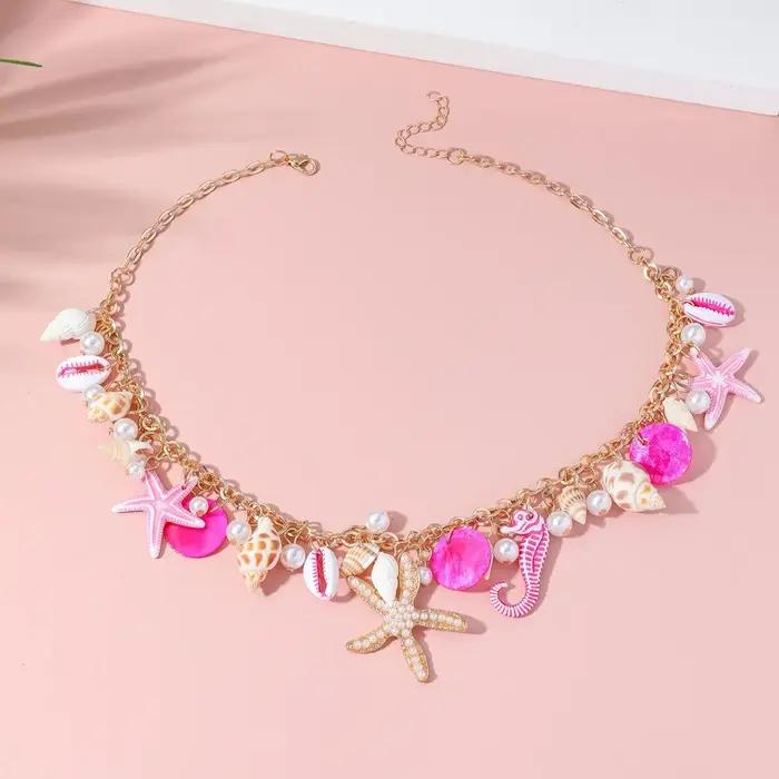 1 perle coquille étoile de mer hippocampe pendentif collier bohème station bord de mer