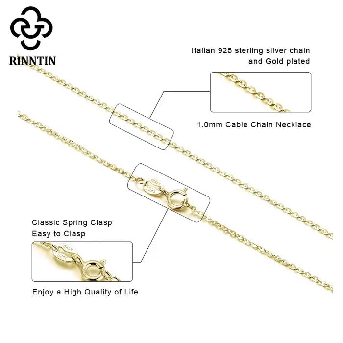 Rinntin 18K or 925 en argent Sterling mode câble lien chaînes collier pour femmes mince cou chaîne accessoires bijoux SC06