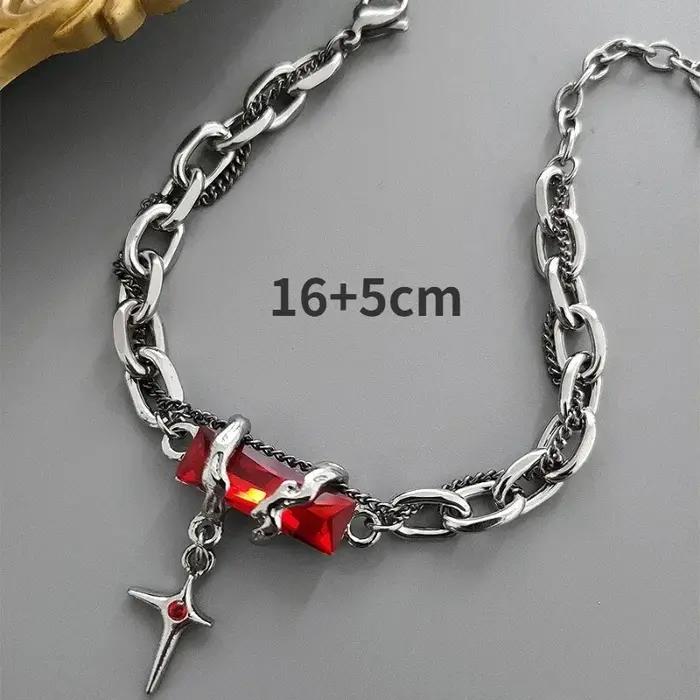 Bracelet en acier inoxydable chaîne maillons motif géométrique rétro style punk pour hommes et femmes