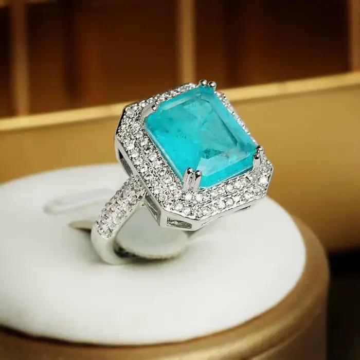 Bague Paraiba en Zircon rose bleu vert pour femmes bijou de fête haute qualité bague de fiançailles cadeau d'anniversaire pour femmes occasions spéciales