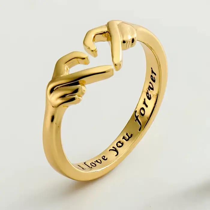 Bague romantique en forme de cœur ajustable pour femmes et hommes alliances de mariage en alliage de zinc blanc or noir pour célébrer l'amour et l'amitié