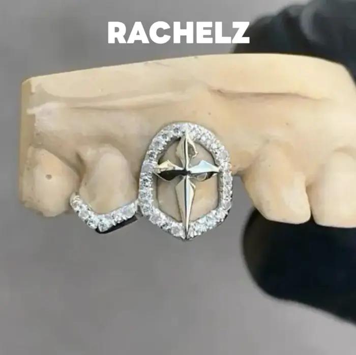 RACHELZ Y2K Punk Vintage Zircon creux croix dents Grillz Hip Hop CZ pierre dent casquettes pour femmes hommes Couple bijoux cadeau