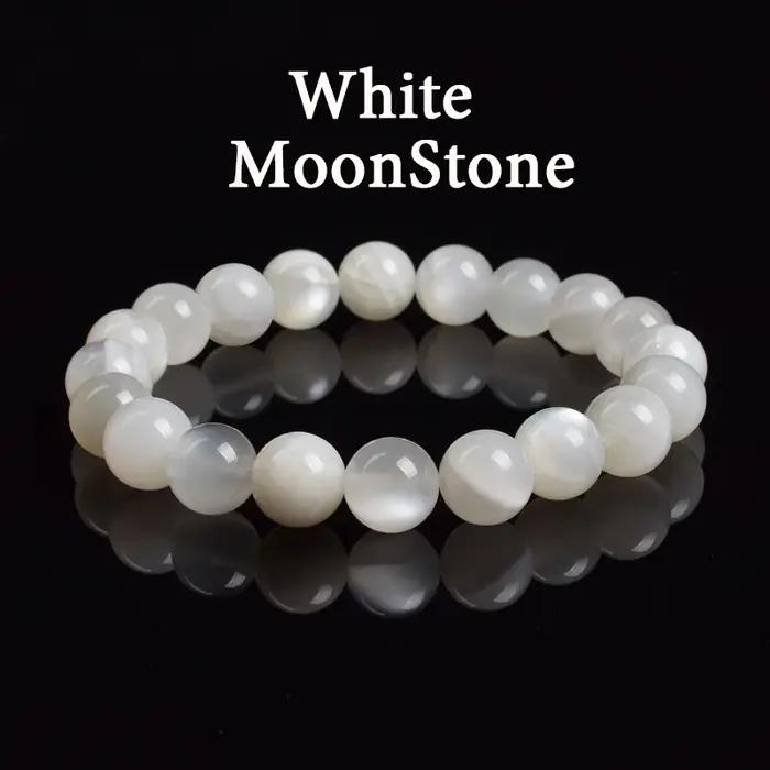 Bracelet en pierre de lune blanche naturelle véritable