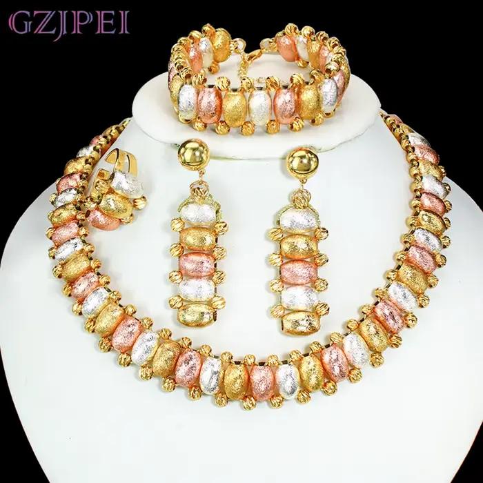Ensemble de bijoux GZJPEI Boho pour femmes, trois couleurs, perles dorées, bijoux de mariée africain