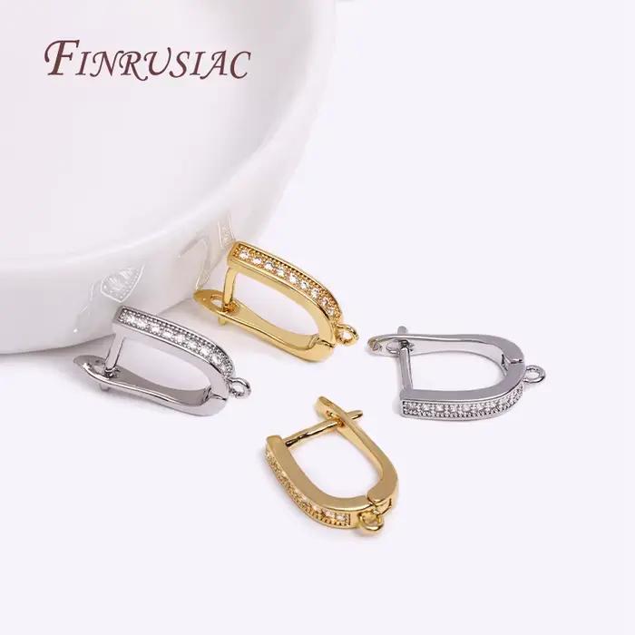 Boucles d'oreilles classiques en Zircon, plaqué or véritable 18K, Anti-allergie, fermoirs à crochet pour femmes, bricolage, matériel de fabrication de bijoux