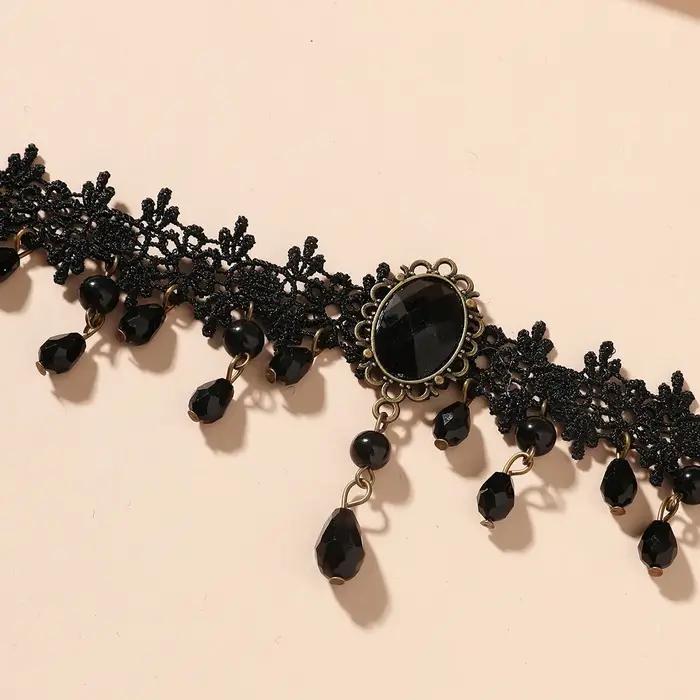 Vintage-Tour de cou en dentelle gothique classique pour femme