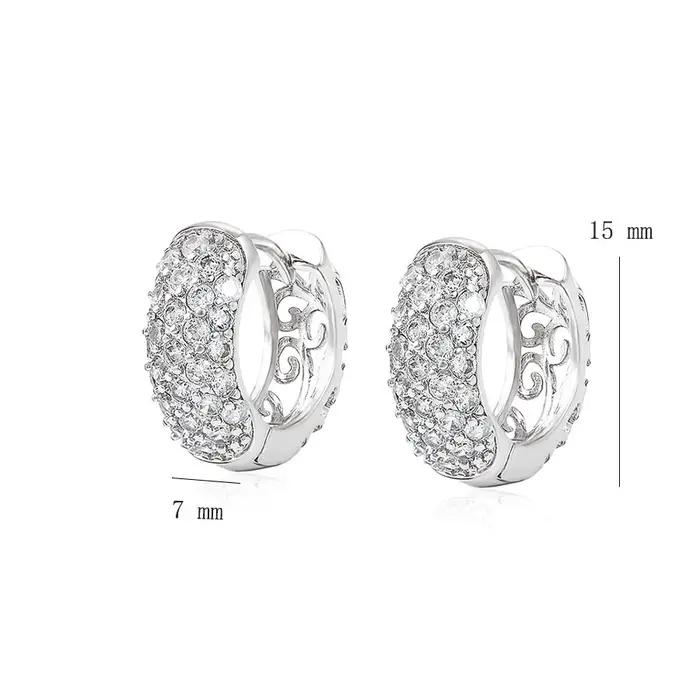 Boucles d'oreilles créoles en zircon plaqué or blanc XP Jewlery pour femmes