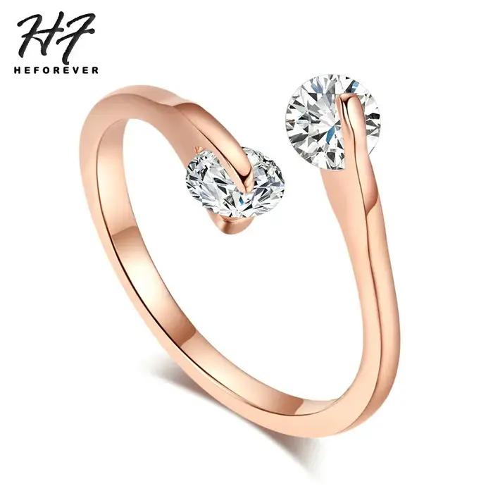 Bagues de mariage en cristal Zircon pour femmes, bague de fiançailles, accessoires de mode coréenne,