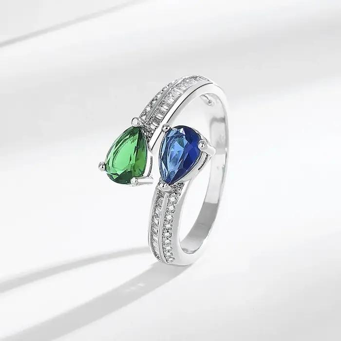 Bague en argent sterling 925 avec zircon carré et diamants, cadeau pour femme pour banquet, fiançailles, fête d'anniversaire