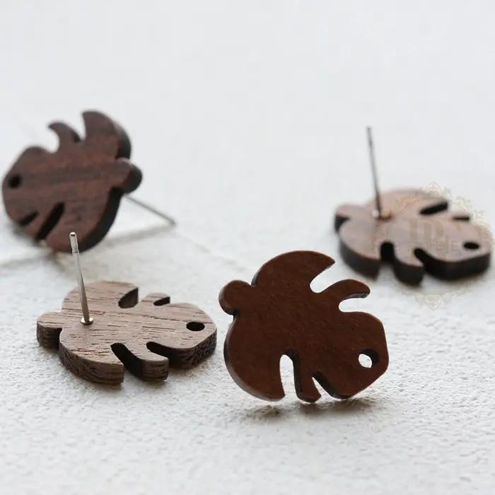 Fourniture de bricolage-2 pièces (une paire) pour la recherche de boucles d'oreilles en bois - Différentes formes (4762C-1)