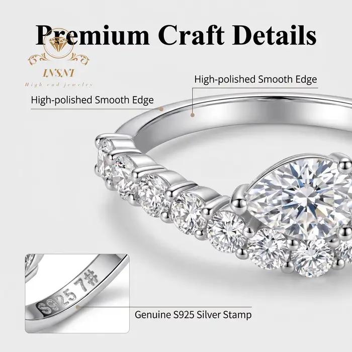 Bague en argent sterling 925 avec moissanite en forme de goutte d'eau pour femmes romantiques et élégantes occasions spéciales et quotidien
