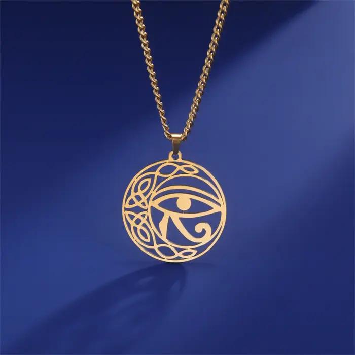 Oeil d'horus egypte chaîne colliers pour femmes hommes en acier inoxydable Ankh croix collier religieux tour de cou