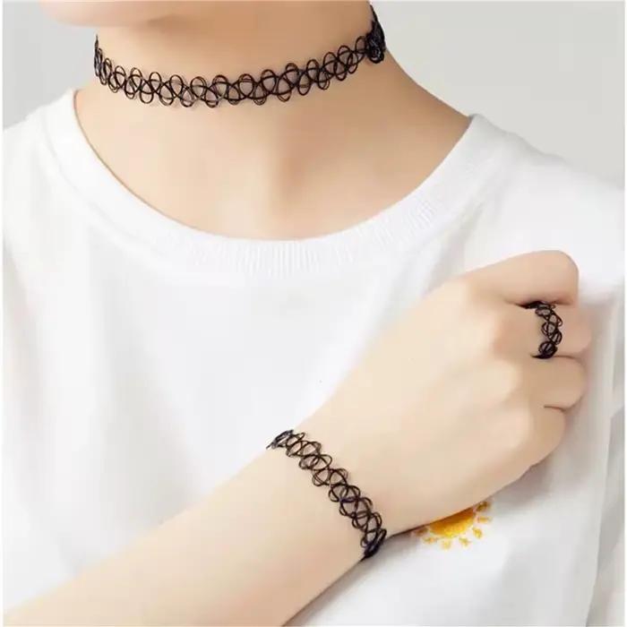 Ensemble de bijoux Vintage extensibles, collier attoo pour femmes et filles, breloque Punk rétro gothique, ras du cou élastique, cadeau de fête de mariage, nouvelle collection