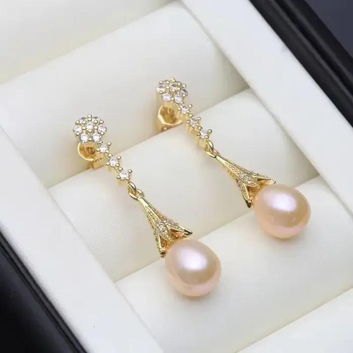 Boucles d'oreilles pendantes en perles naturelles en argent 925 pour femmes style bohème perles d'eau douce cadeau de fiançailles pour femmes occasions spéciales