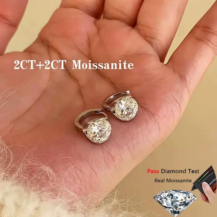 Boucles d'oreilles créoles en argent sterling 925 serties de moissanite blanche pour femmes occasions spéciales bijoux fins certificat