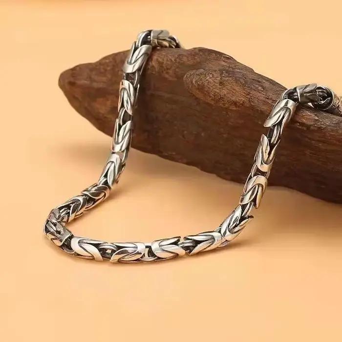 Bracelet en argent sterling S925 motif bambou, vente directe usine, nouvelle collection 2026, style rétro punk, bijou unisexe, cadeau pour hommes et femmes
