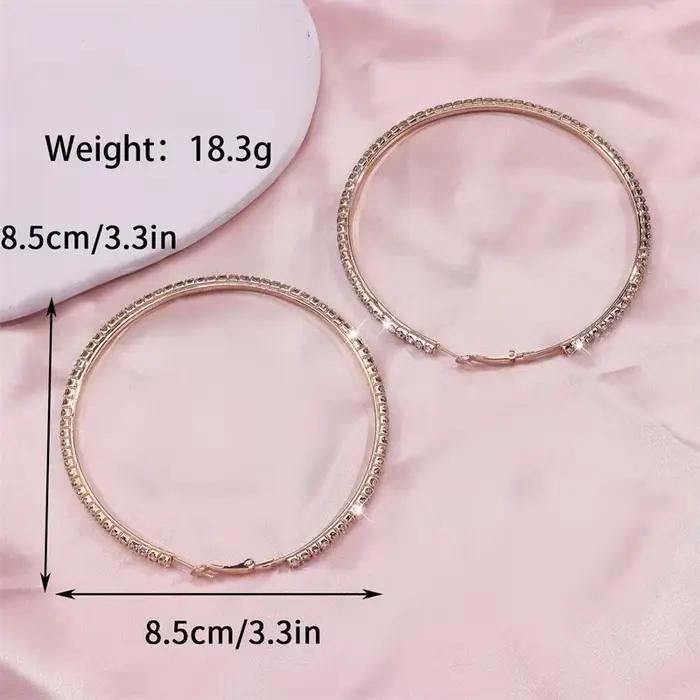 Boucles d'Oreilles Créoles Exquises en Or Jaune Clair Grande Taille pour Femmes Occasions Spéciales Style Vendange Élégantes à Offrir