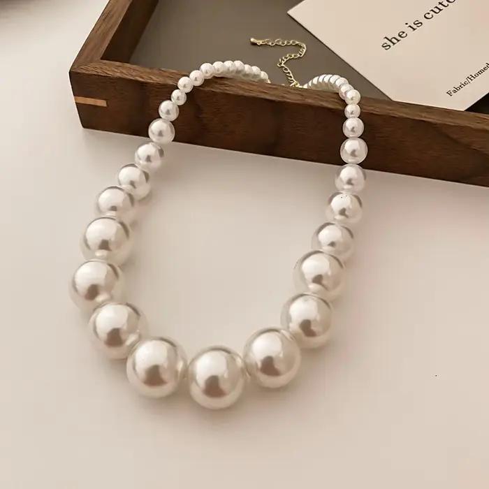 Collier en perles d'imitation style français avec nœud chaîne de clavicule de luxe léger pour mariée bijoux de fête et de mariage occasions spéciales