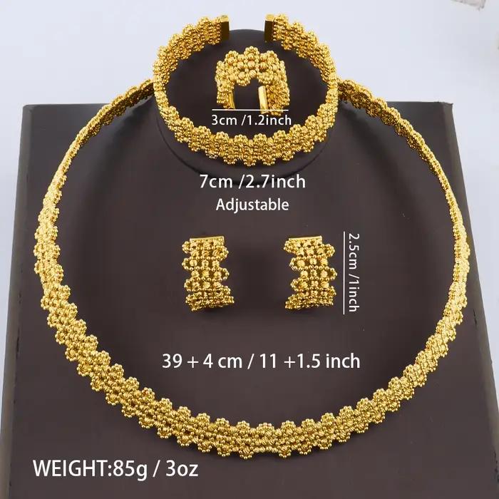 Ensemble collier ras-de-cou et boucles d'oreilles entièrement perlés pour mariée de Dubaï, parures d