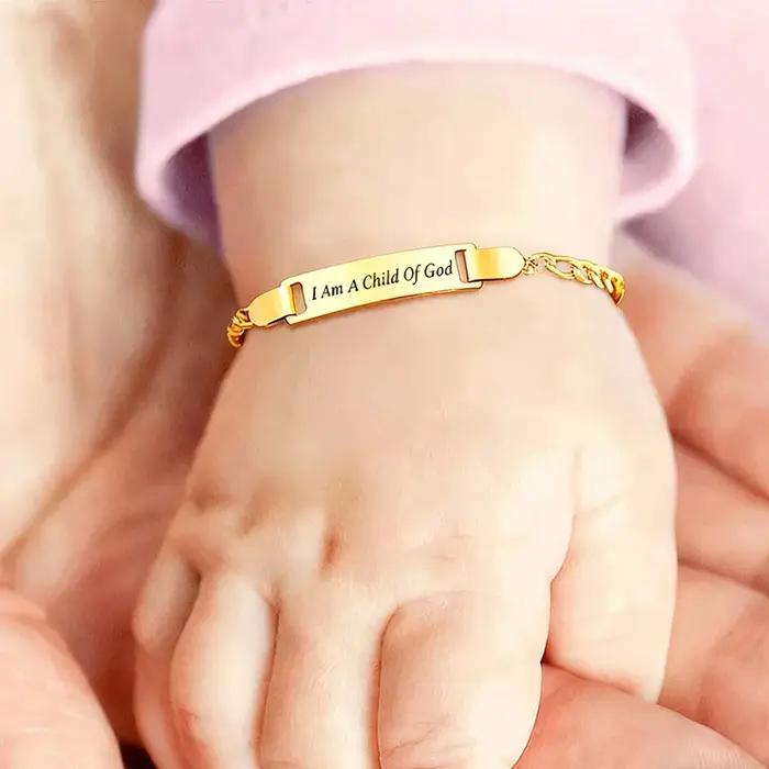 Bracelet en acier inoxydable plaqué or 18 carats pour enfants