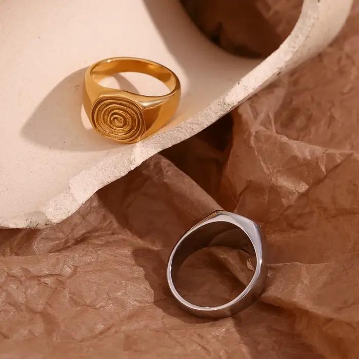 Bague Étanche aux Empreintes Digitales Drôle et Élégante en Plaqué Or 18 Carats pour Femmes Occasions Spéciales