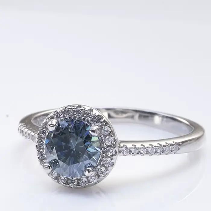 Bague Moissanite Grise en Argent 925 pour Femme