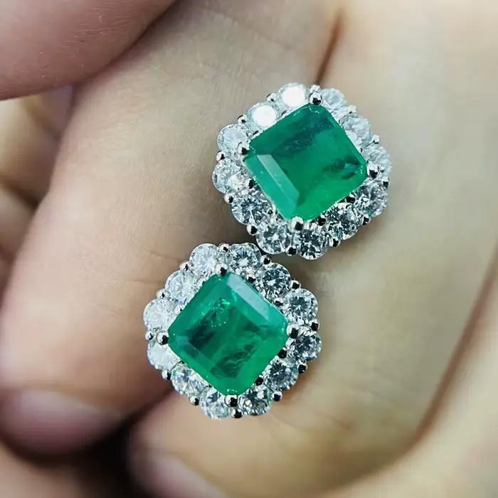 Boucles d'oreilles carrées en argent Sterling 925 pour femmes, 12x12mm, élégantes, Paraiba, Tourmaline, fiançailles, déclaration de mariage, bijoux