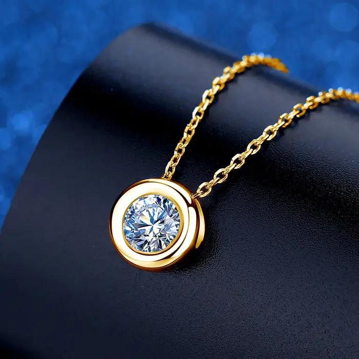 Véritable or 18K Moissanite diamant collier bijoux fins pour femme proposition de mariage cadeau présent