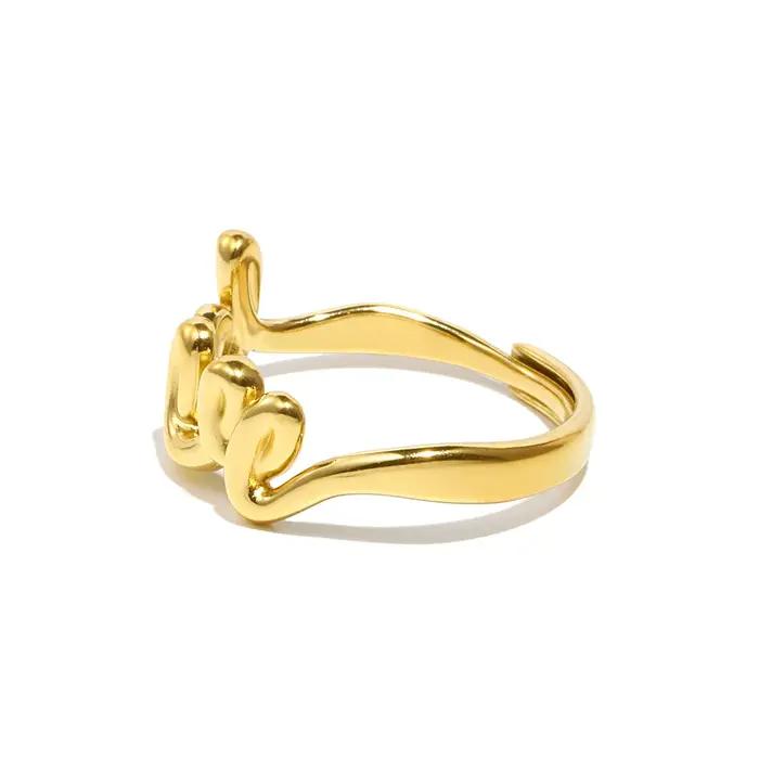 Bague plaquée or 18 carats avec mot amour en acier inoxydable 316L pour femmes occasions spéciales et partys