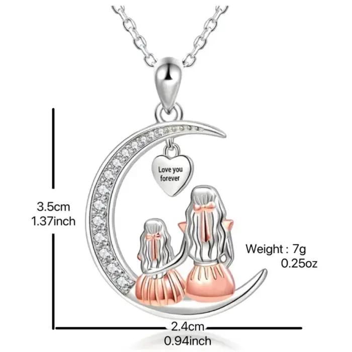Maman fille lune pendentif collier t'aime pour toujours coeur colliers fête des mères bijoux cadeaux