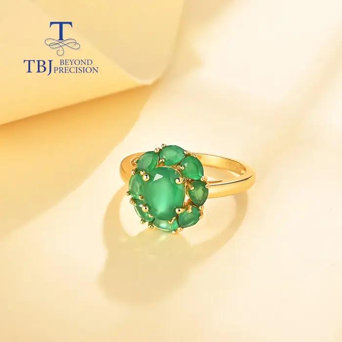Bague en argent sterling 925 sertie d'agate verte élégante et sophistiquée pour femmes et filles occasions spéciales anniversaires cadeaux de mariage