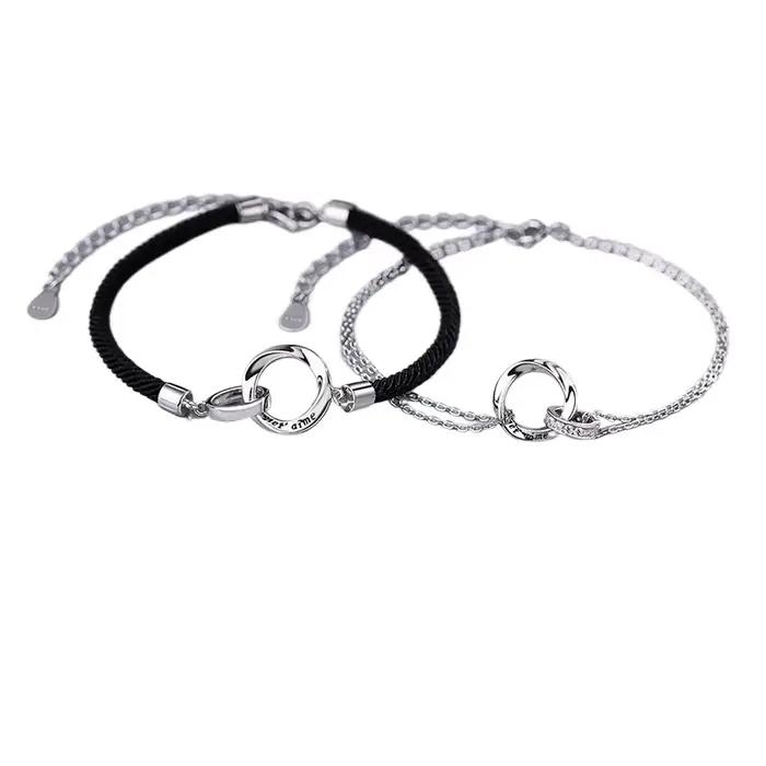 Bracelet de Couple Mobius français en argent Sterling 925