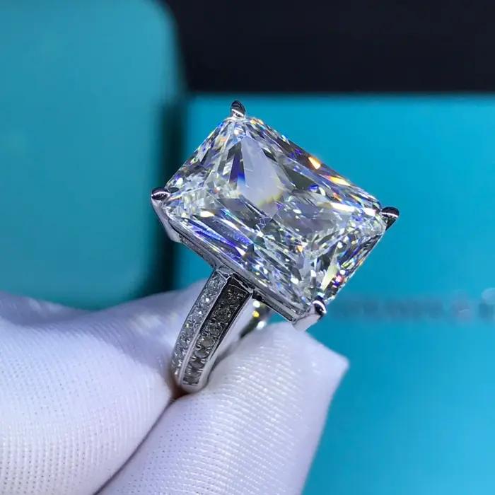WUIHA – bague Cocktail Vintage en argent Sterling 925, 6 CT, coupe radiante, saphir de laboratoire, citrine, diamant à haute teneur en carbone, bijoux fins