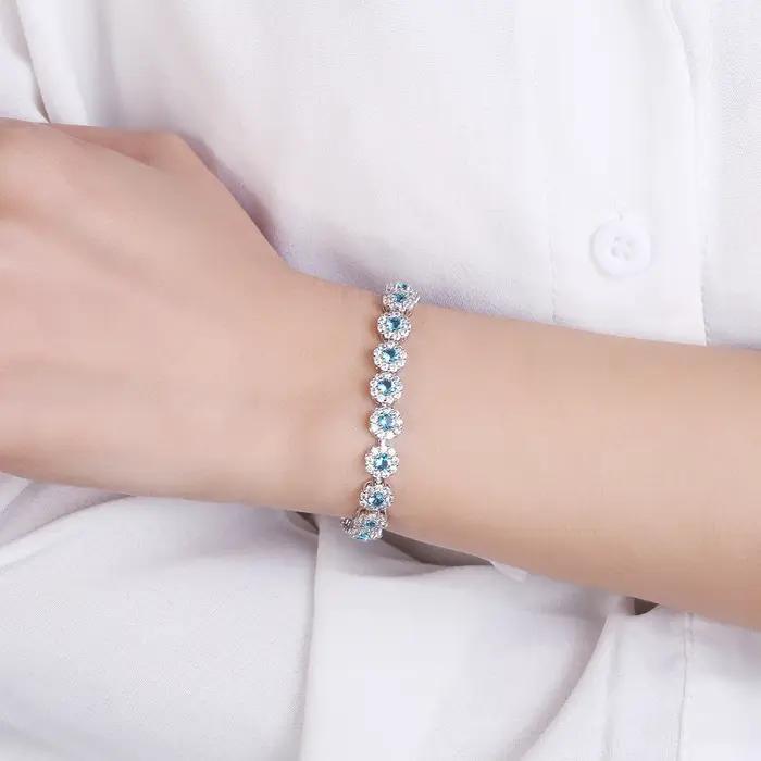 Bracelet de Tennis Brillant Plaqué Argent S925 Zircone Cubique Cadeau de Mariage Soirée Gala Accessoire Mode Femme Occasions Spéciales