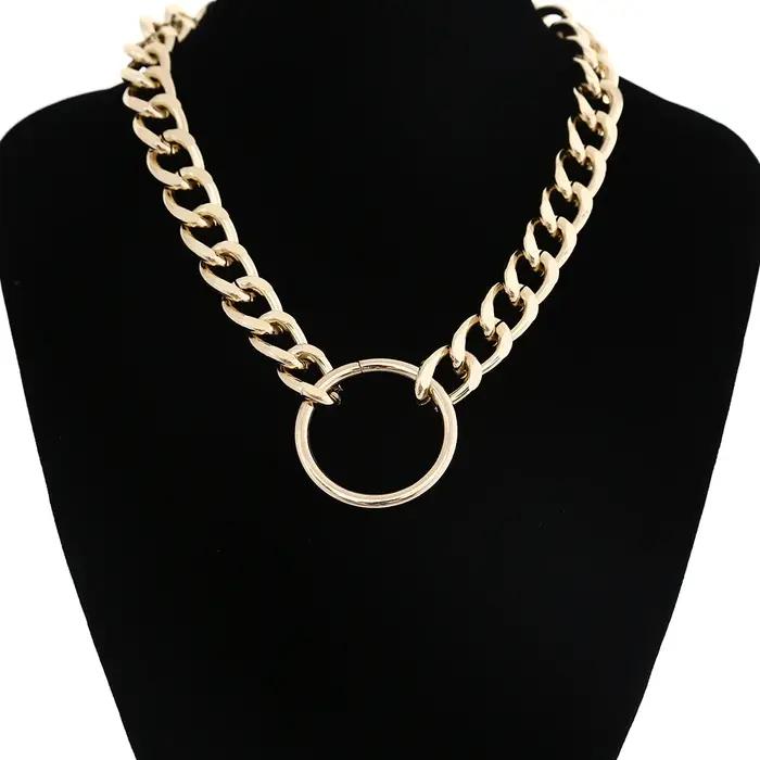 Collier Chaîne Massif Gothique Grunge Ras Du Cou Pour Fêtes Occasions Spéciales Plaquées Argent Or Antique