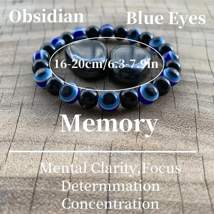 Bracelet extensible protection mauvais œil bleu obsidienne unisexe pour femmes hommes occasions spéciales quotidienne cadeau attentionné