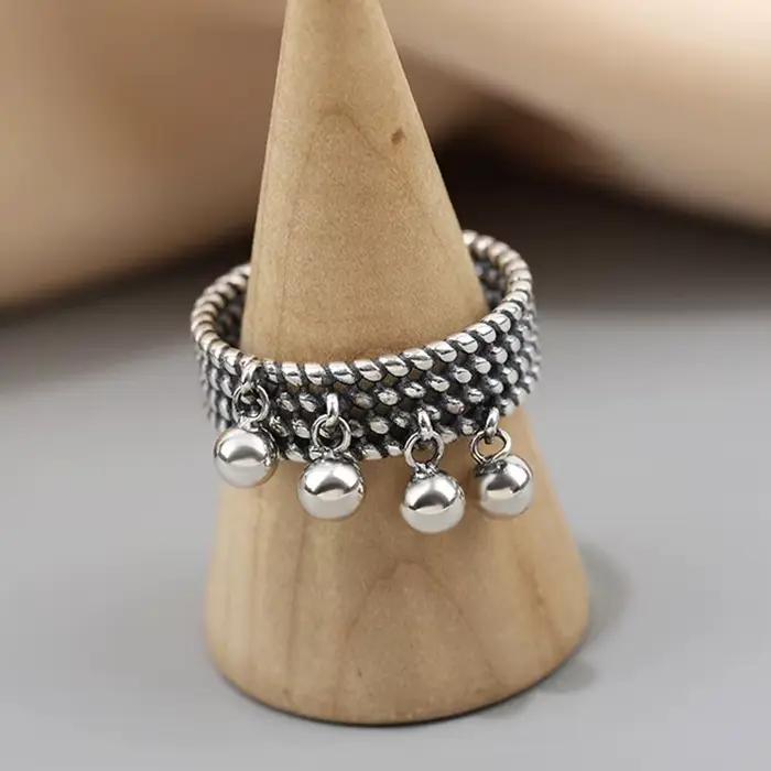 Nouveauté : Bagues pour femme en argent sterling 925 avec perles à surface lisse