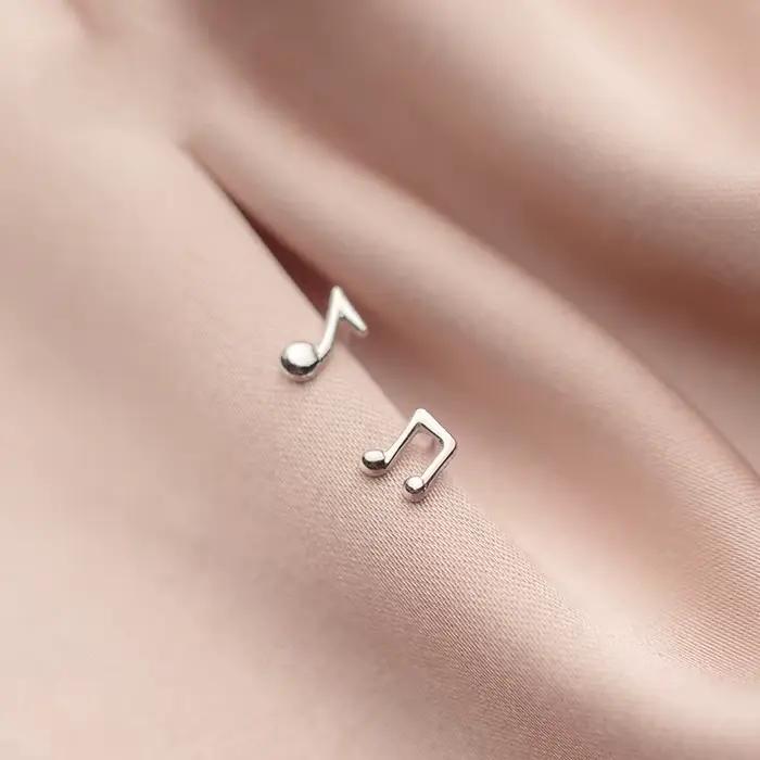 La Monada-Boucles d'Oreilles en Argent Sterling 925 pour Femme, Bijoux Fins, Note de Musique, Style
