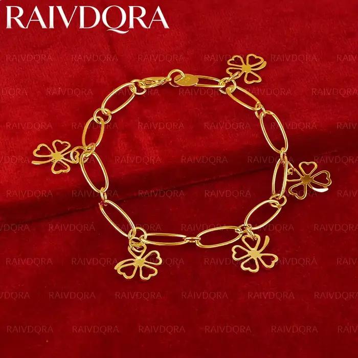 Bracelet ovale trèfle plaqué or 18 carats élégant à offrir pour femmes occasions festives et cadeaux de fête