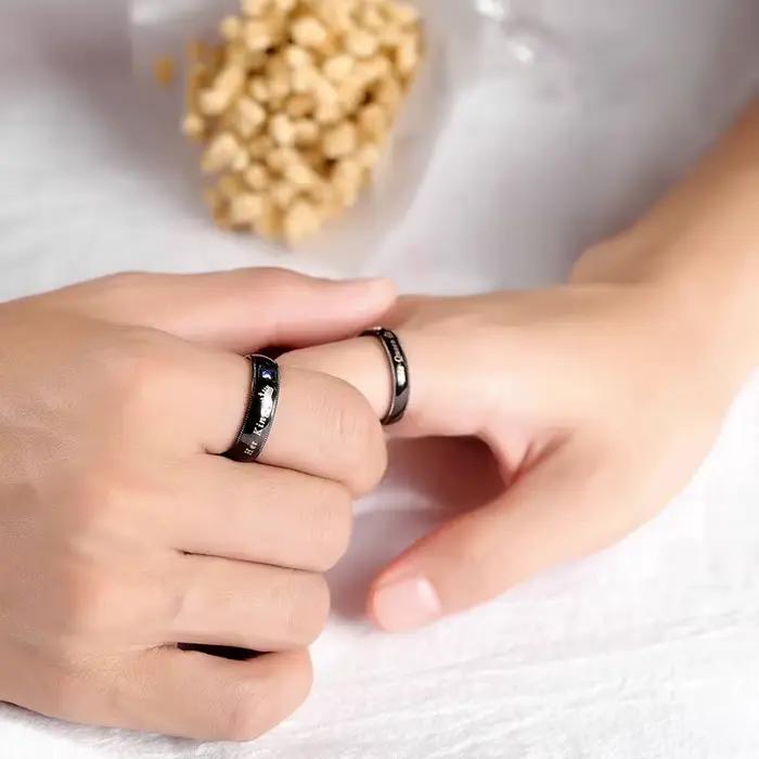 Bagues de couple romantiques en zircone cubique pour mariage, fiançailles et anniversaires, bijoux élégants pour hommes et femmes