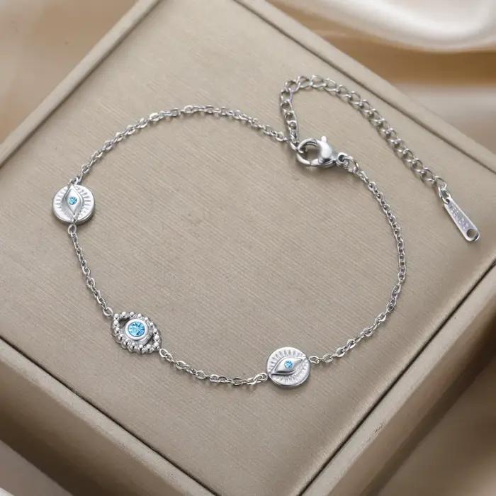 LIKGREAT Bracelet bohème mauvais œil pour femmes Protection bleu Zircon réglable cheville turc bonne chance bijoux cadeau pour elle