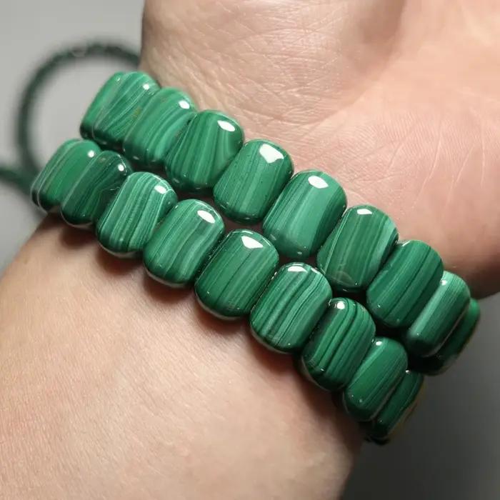Bracelet en malachite naturelle, symbole de protection et croissance, perles rectangulaires, poids généreux, occasion spéciale pour femmes
