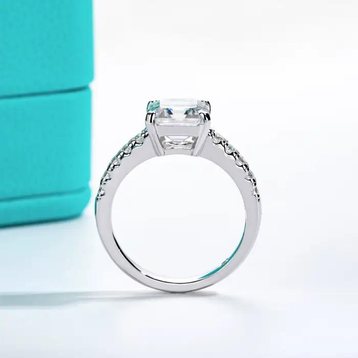 Bague de fiançailles en moissanite taillée Asscher de 3ct pour femmes AnuJewel en argent sterling 925