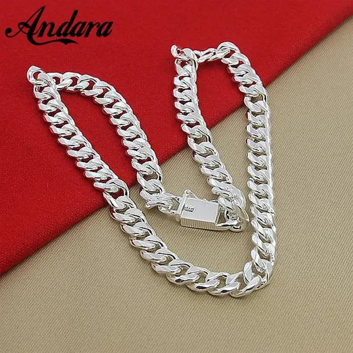 Haute qualité 10MM 20''24'' 50cm 60cm hommes collier 925 argent lien chaîne colliers pour homme bijoux cadeau de fête