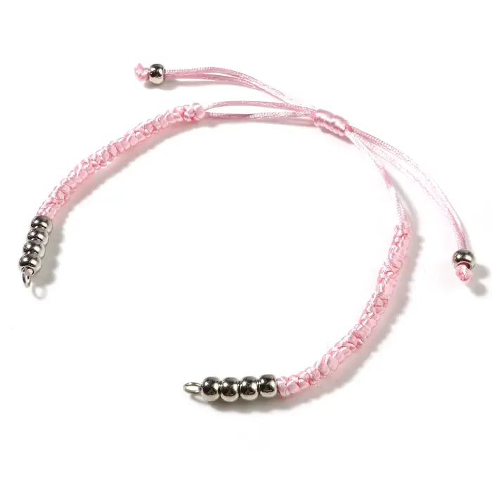 Bracelets tressés en nylon gris bases de bracelet réglables avec perles en métal pour création bijoux