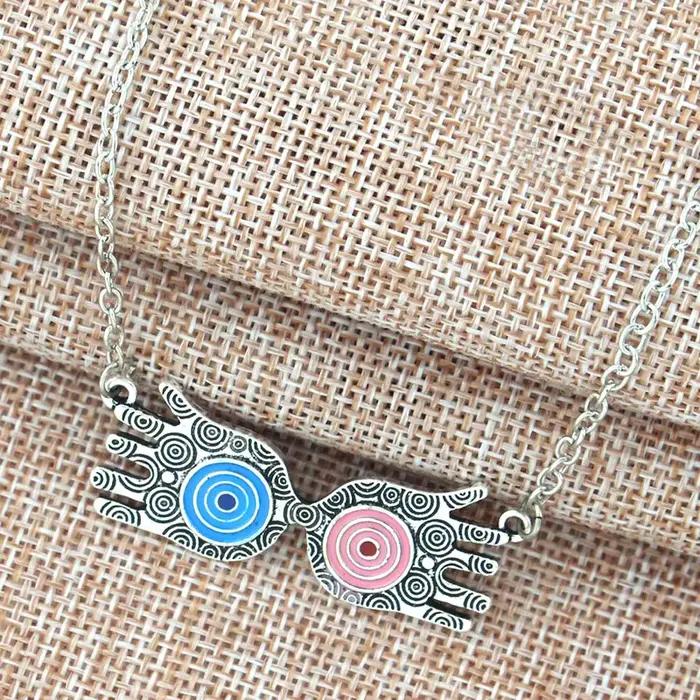 Collier pendentif lunettes dessin animé Anime Luna Lovegood Demon Eyes bijou cosplay cadeau femme homme fantastique magique